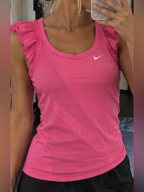 Nike Dri-FIT Pink Ruffle Sleeve Athletic Tank Top Size S Y2K